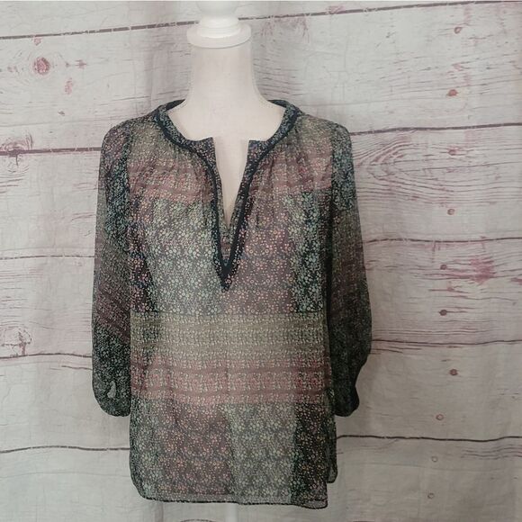 Anthropologie Maeve Sheer Multicolor Blouse Size Small - Picture 1 of 6